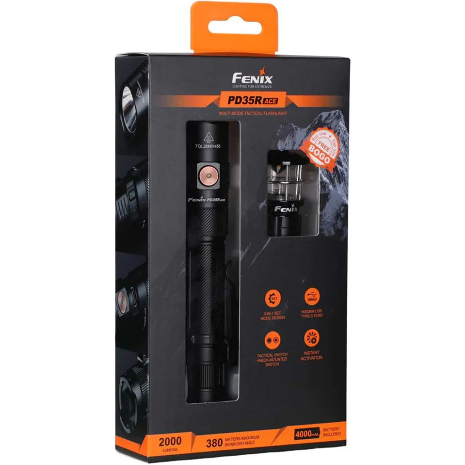 Ліхтар тактичний FENIX PD35R Ace + CL01 Black/Orange