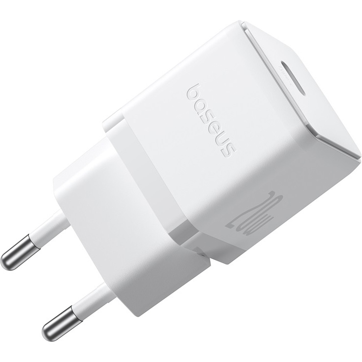 Зарядний пристрій BASEUS Palm Fast Charger 1C 20W EU Moon White w/Type-C to Lightning cable (E0116400)