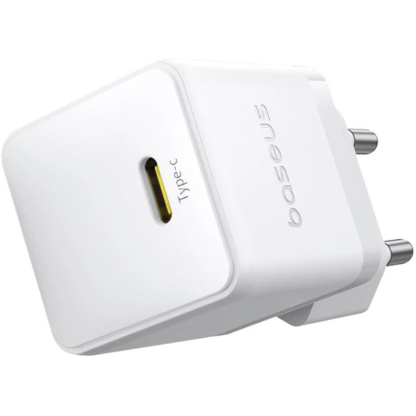 Зарядний пристрій BASEUS Palm Fast Charger 1C 20W EU Moon White w/Type-C to Lightning cable (E0116400)