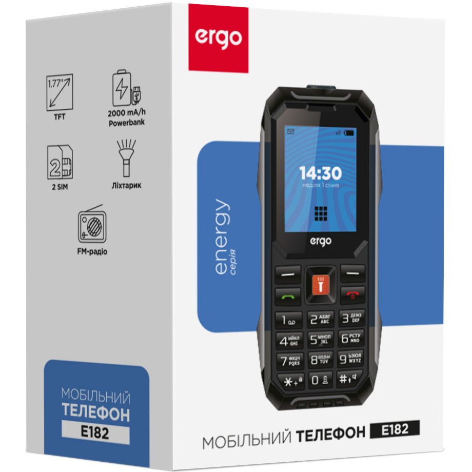 Мобильный телефон ERGO E182 Black