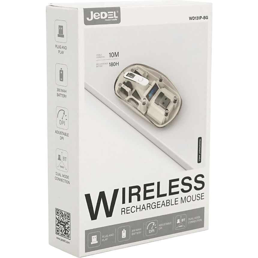 Миша JEDEL WD131P Transparent White