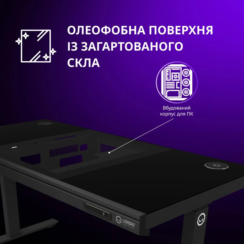 Геймерский стол LORGAR DE90G Black