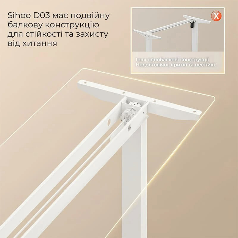 Компьютерный стол с электрорегулировкой высоты SIHOO D03 White