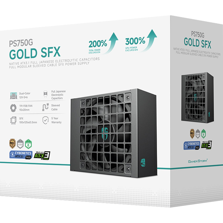Блок питания SFX 750W DEEPCOOL GAMER STORM PS750G (R-PS750G-FE0B-JGEU)