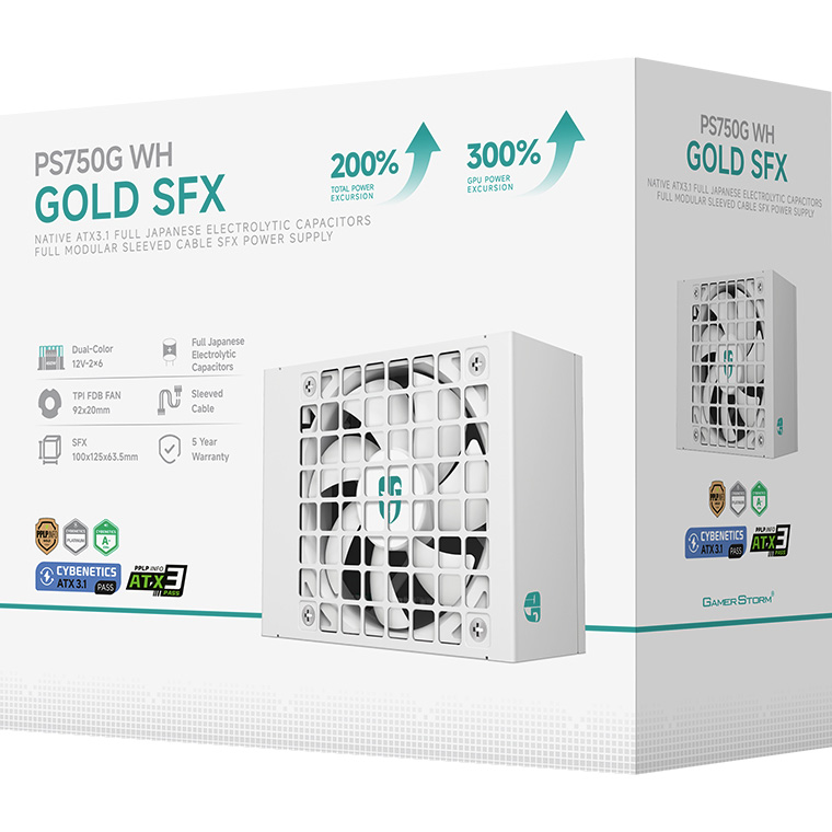 Блок питания SFX 750W DEEPCOOL GAMER STORM PS750G White (R-PS750G-FE0W-JGEU)