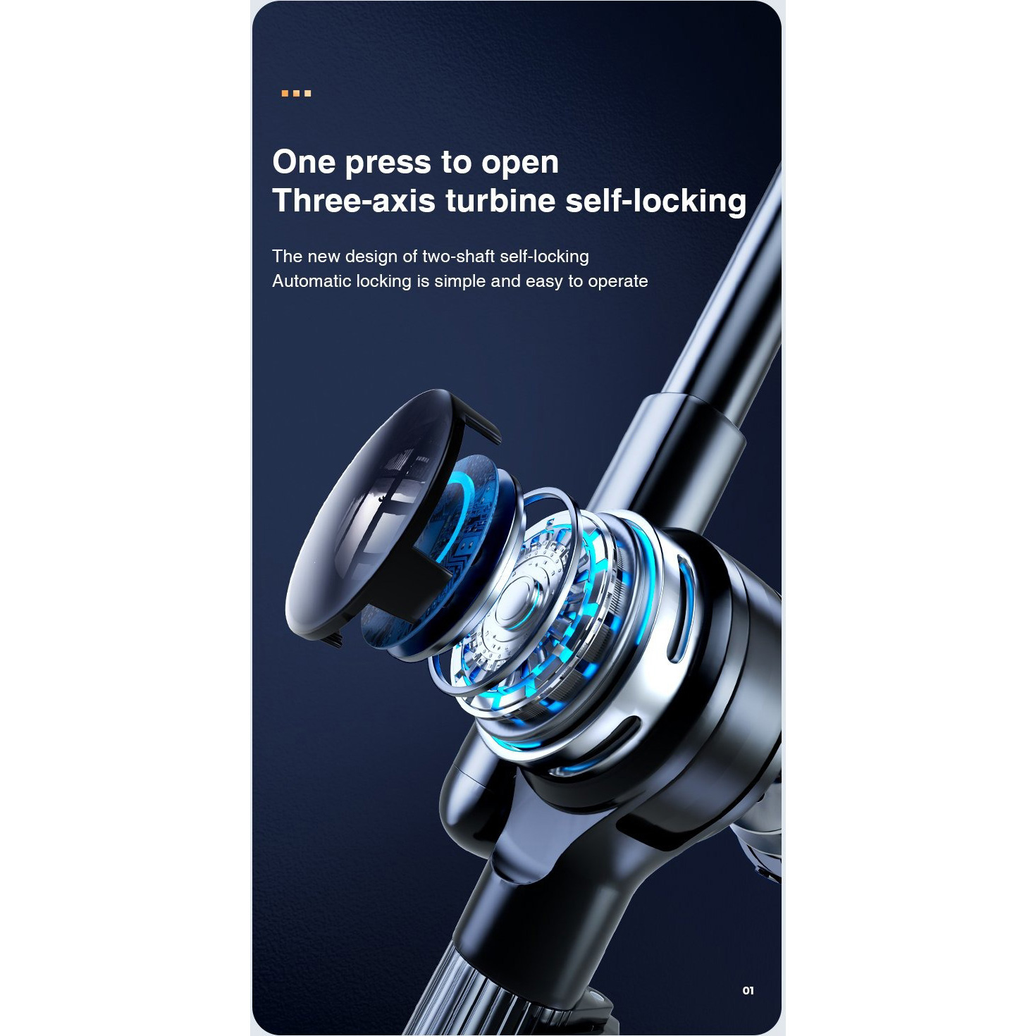Тримач для смартфона/планшета RTAKO LD052 1.8M Three-axis Turbine Self-locking Lazy Bracket Black