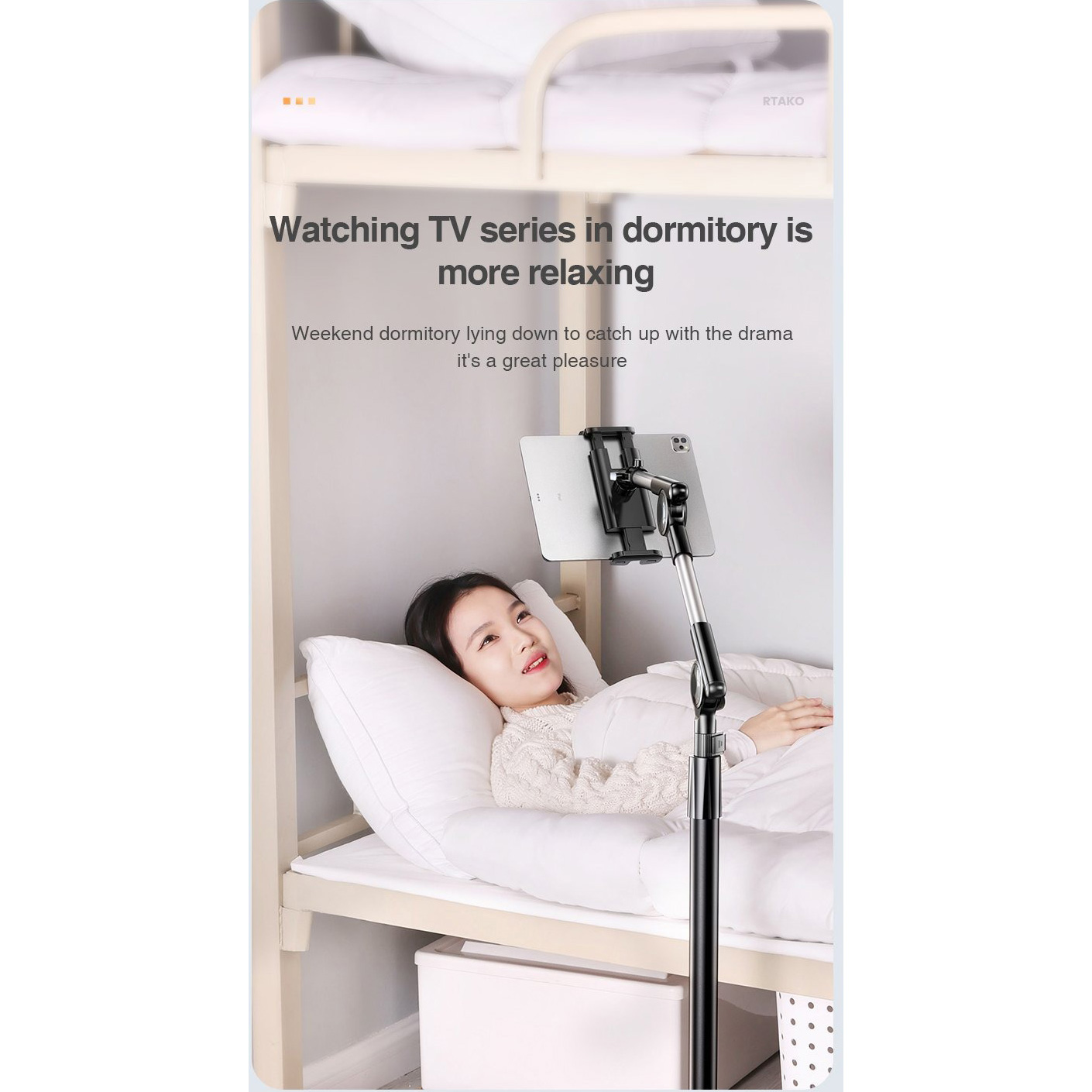 Тримач для смартфона/планшета RTAKO LD052 1.8M Three-axis Turbine Self-locking Lazy Bracket Black