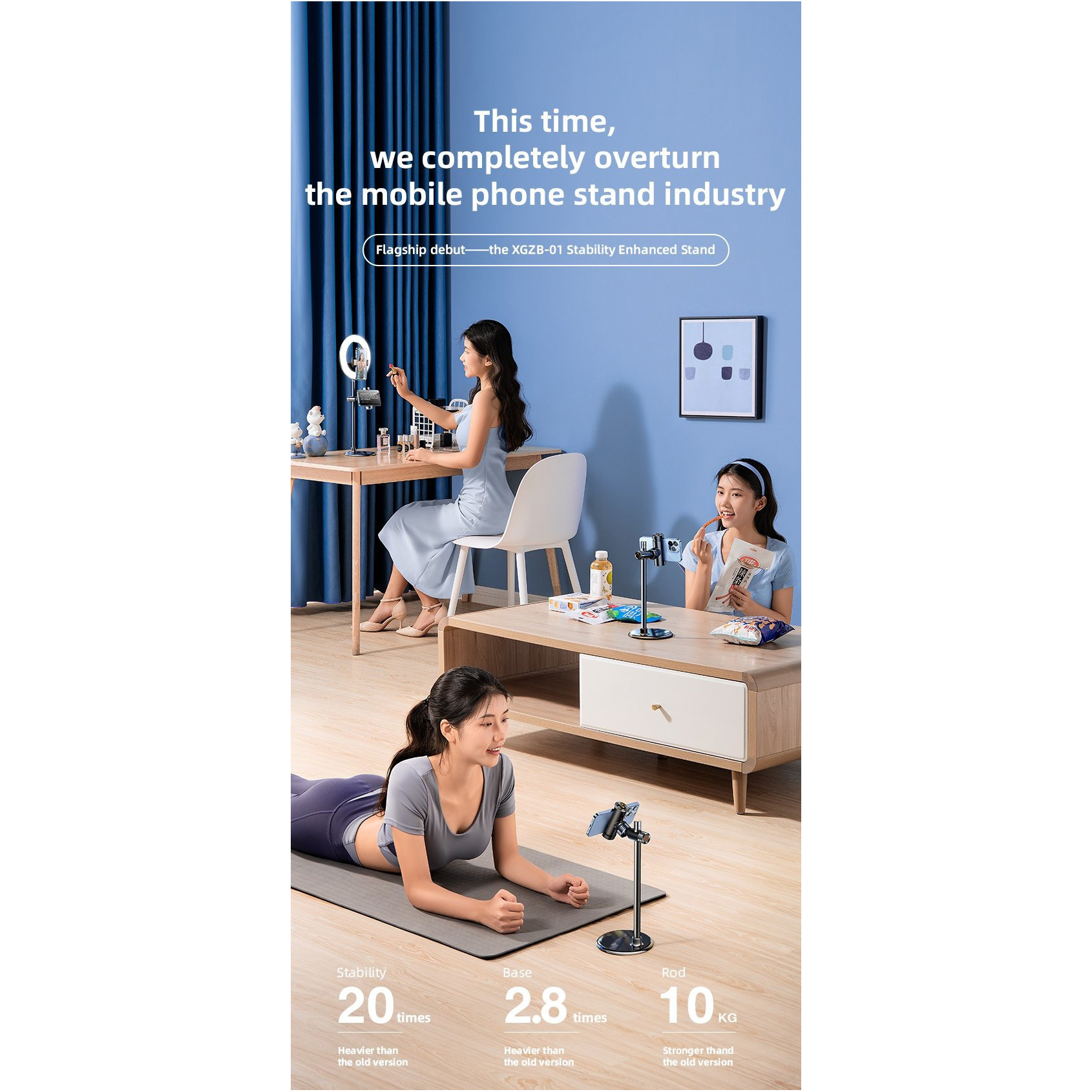 Тримач для смартфона/планшета RTAKO XGZB-01 Multi-Function Adjustable Phone Stand with Round Base Silver