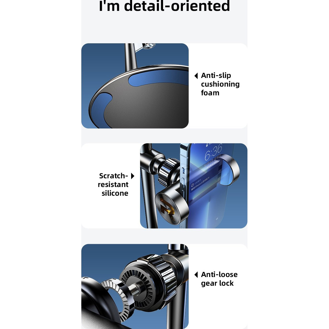 Тримач для смартфона/планшета RTAKO XGZB-01 Multi-Function Adjustable Phone Stand with Round Base Silver