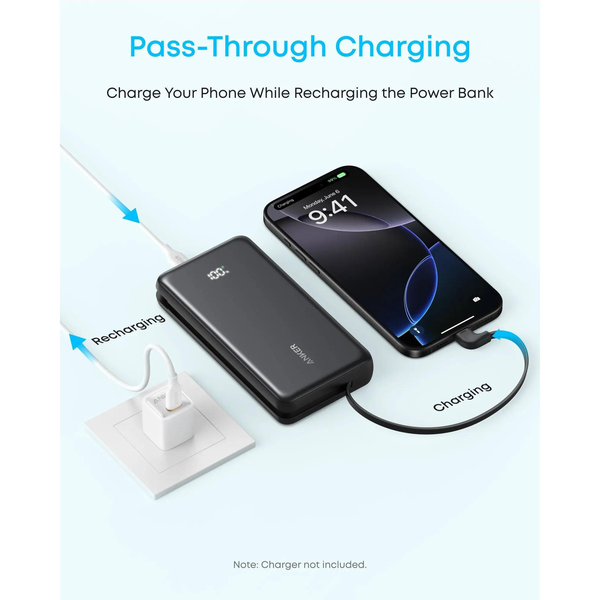 Повербанк ANKER Zolo with Built-in USB-C Cable A110E 22.5W 20000mAh Black (A110EH11)