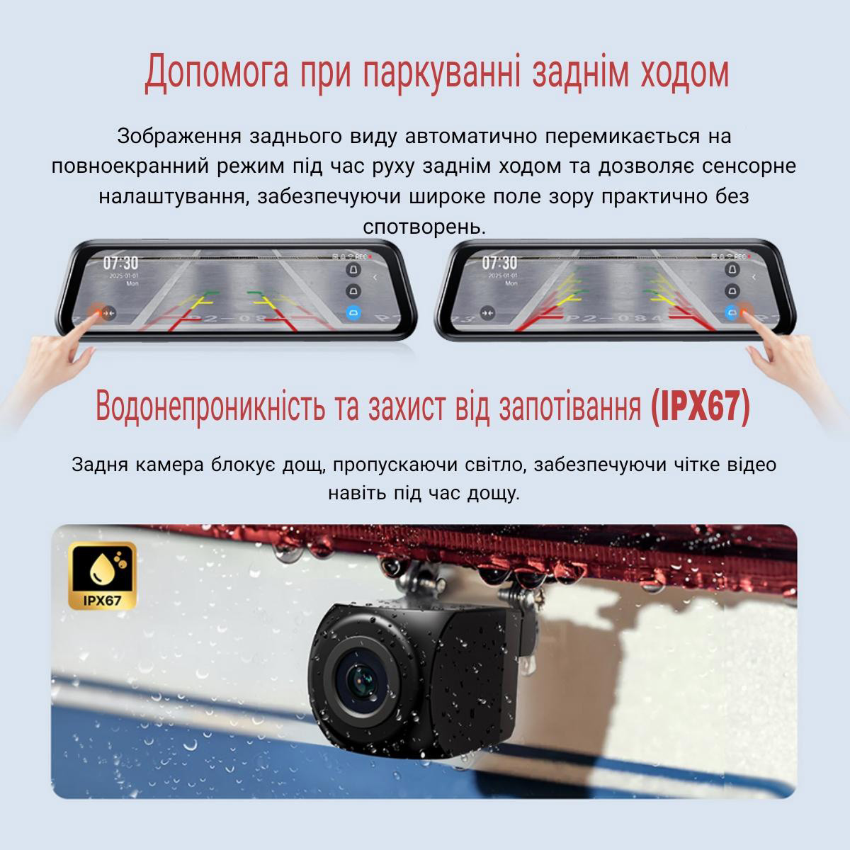 Автомобільний відеореєстратор-дзеркало з камерою заднього виду Xiaomi 70MAI Rearview Dash Cam S410