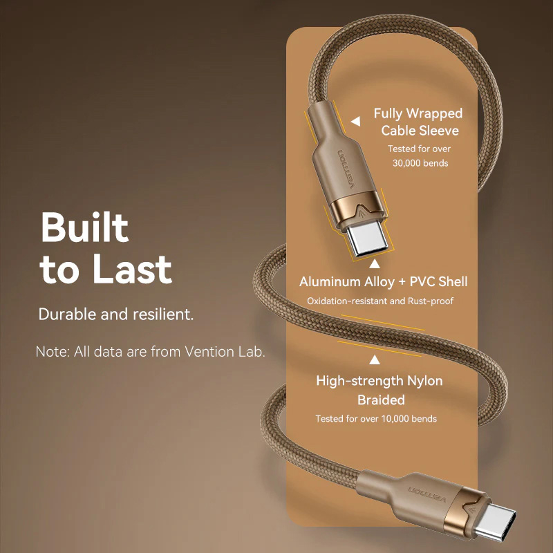 Кабель VENTION USB Type-C to USB Type-C 2м Gold (TRDJH)