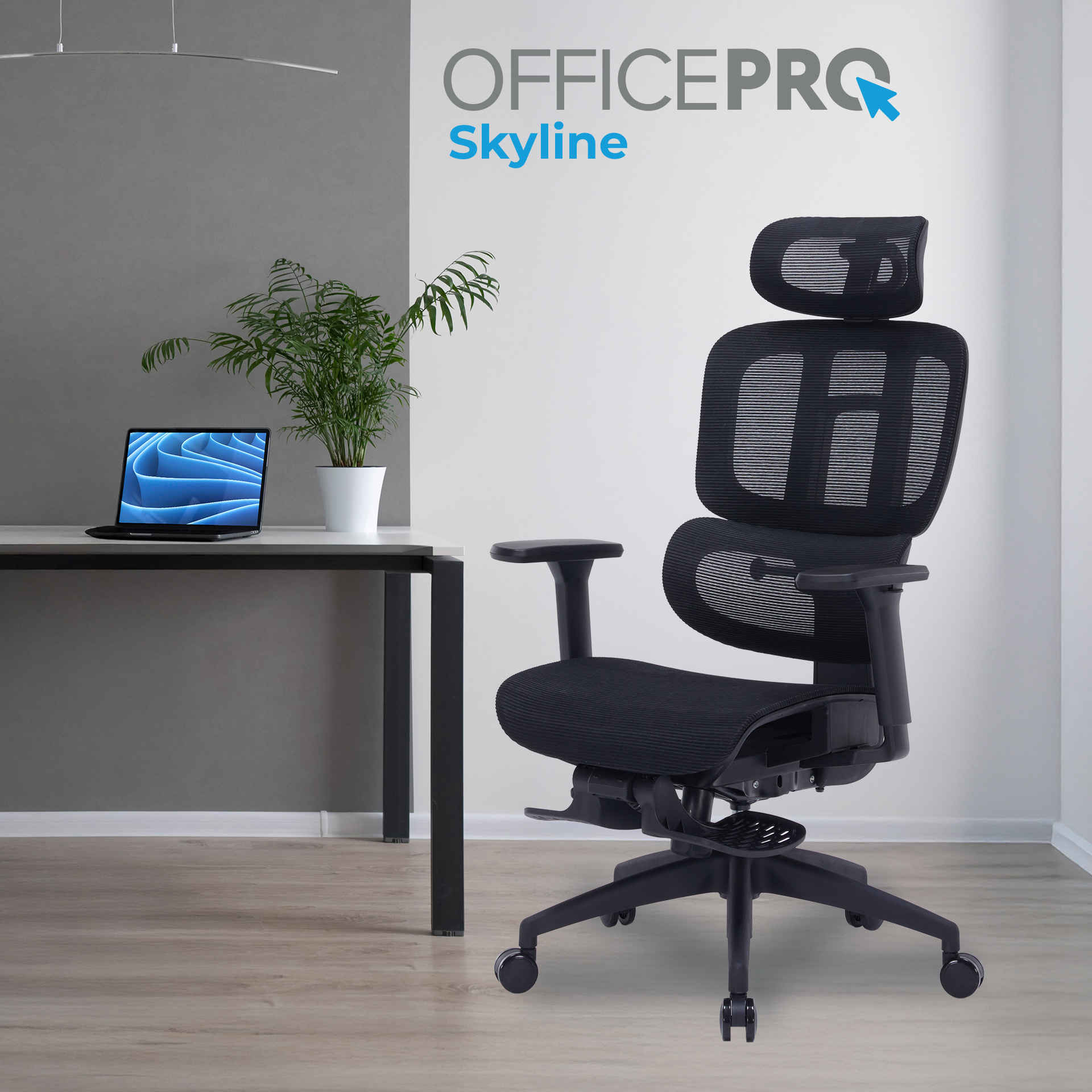 Крісло офісне OFFICEPRO Skyline OC750-B-B-B Black
