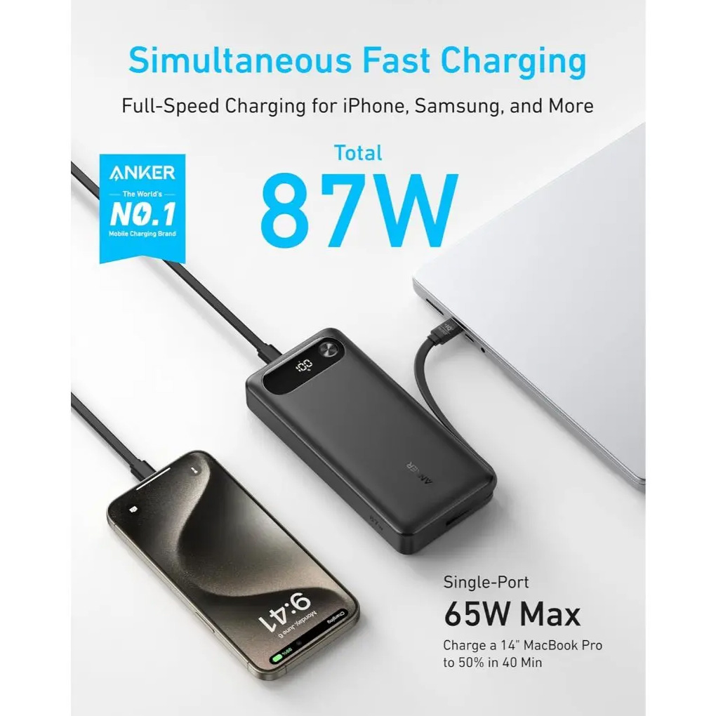 Повербанк ANKER PowerCore 87W with Built-In USB-C 20000mAh Black (A1383H11)