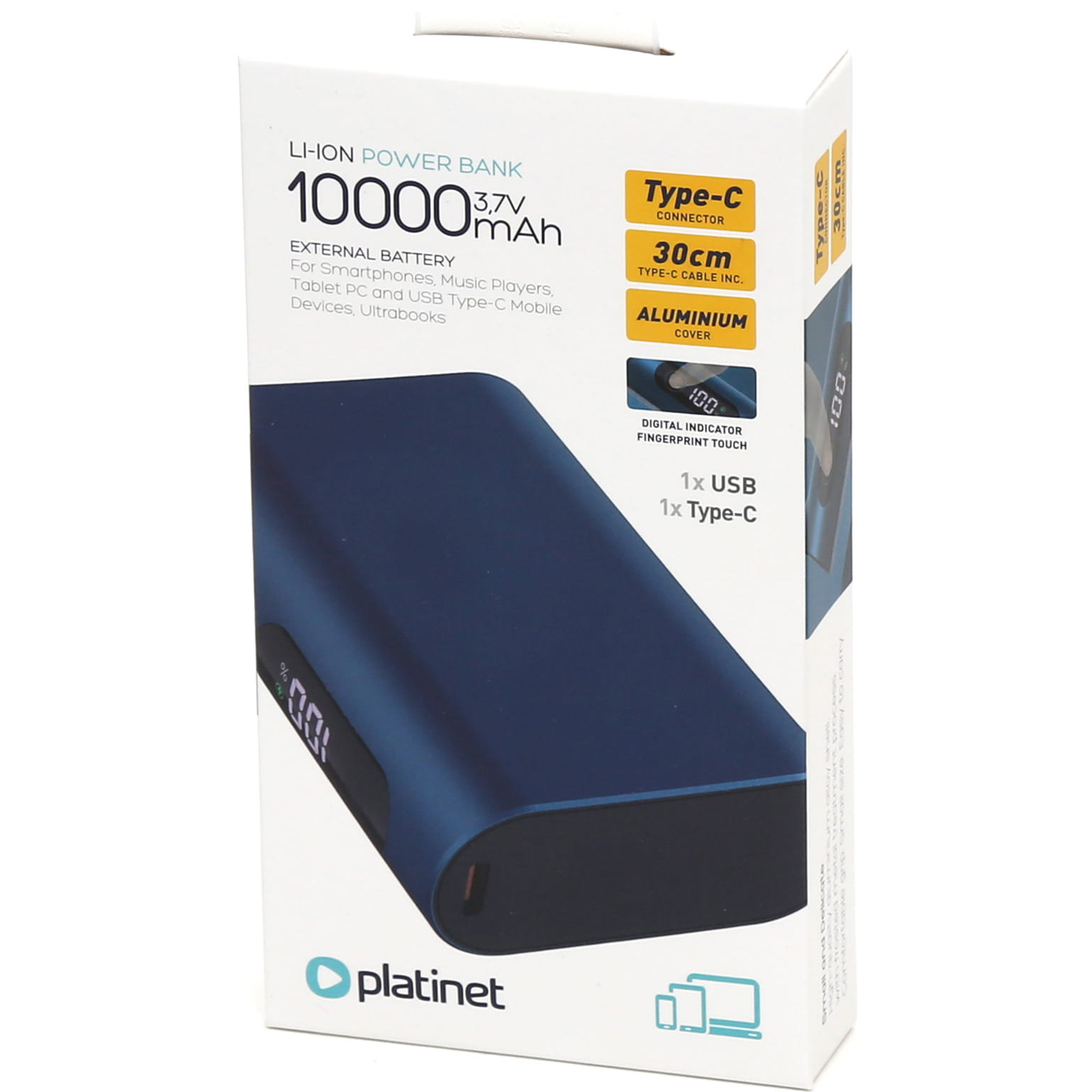 Повербанк PLATINET Powerbank PD20W 22.5W 10000mAh Blue (PMPB742BL)