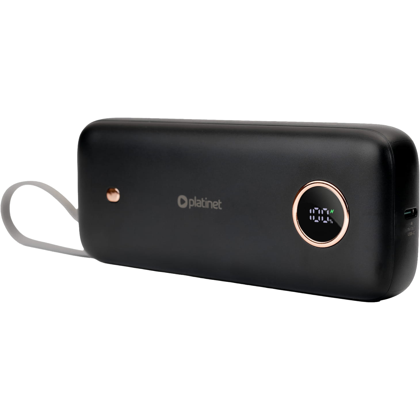 Повербанк PLATINET Powerbank w/Type-C cable, QC, PD 70W 20000mAh Black (PMPB2070)