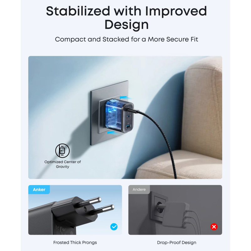 Зарядное устройство ANKER Nano 2xUSB-C PD, 1xUSB-A Black (A121AL11)