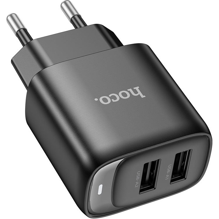 Зарядний пристрій HOCO C141A Smart 2xUSB-A,10.5W Black w/Micro-USB cable (6942007627887)
