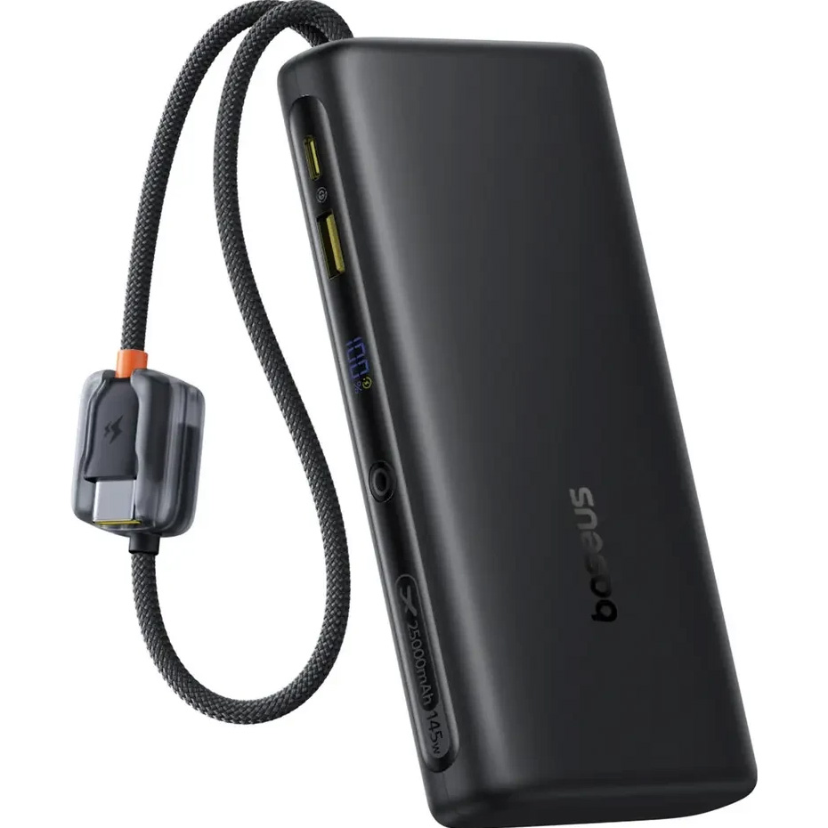 Повербанк BASEUS EnerFill FC41 Digital Display Power Bank with Dual Built-in USB-C Cables 145W 25000mAh Cosmic Black (E0028H01)