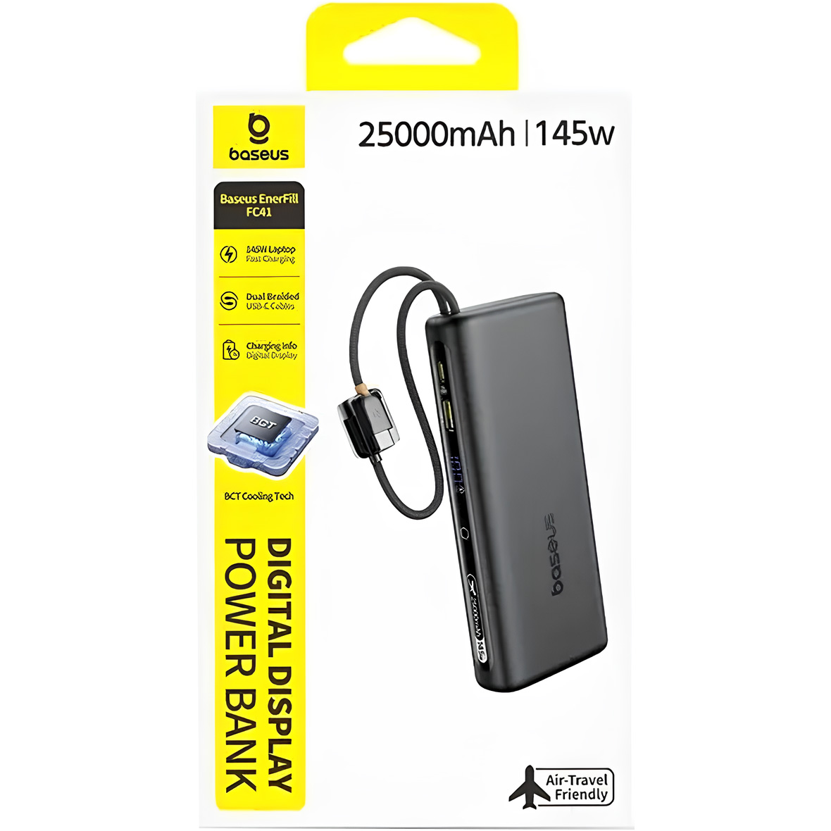 Повербанк BASEUS EnerFill FC41 Digital Display Power Bank with Dual Built-in USB-C Cables 145W 25000mAh Cosmic Black (E0028H01)