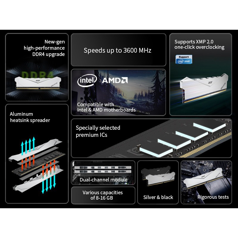 Модуль памяти ACER HT100 DDR4 3200MHz 8GB Silver