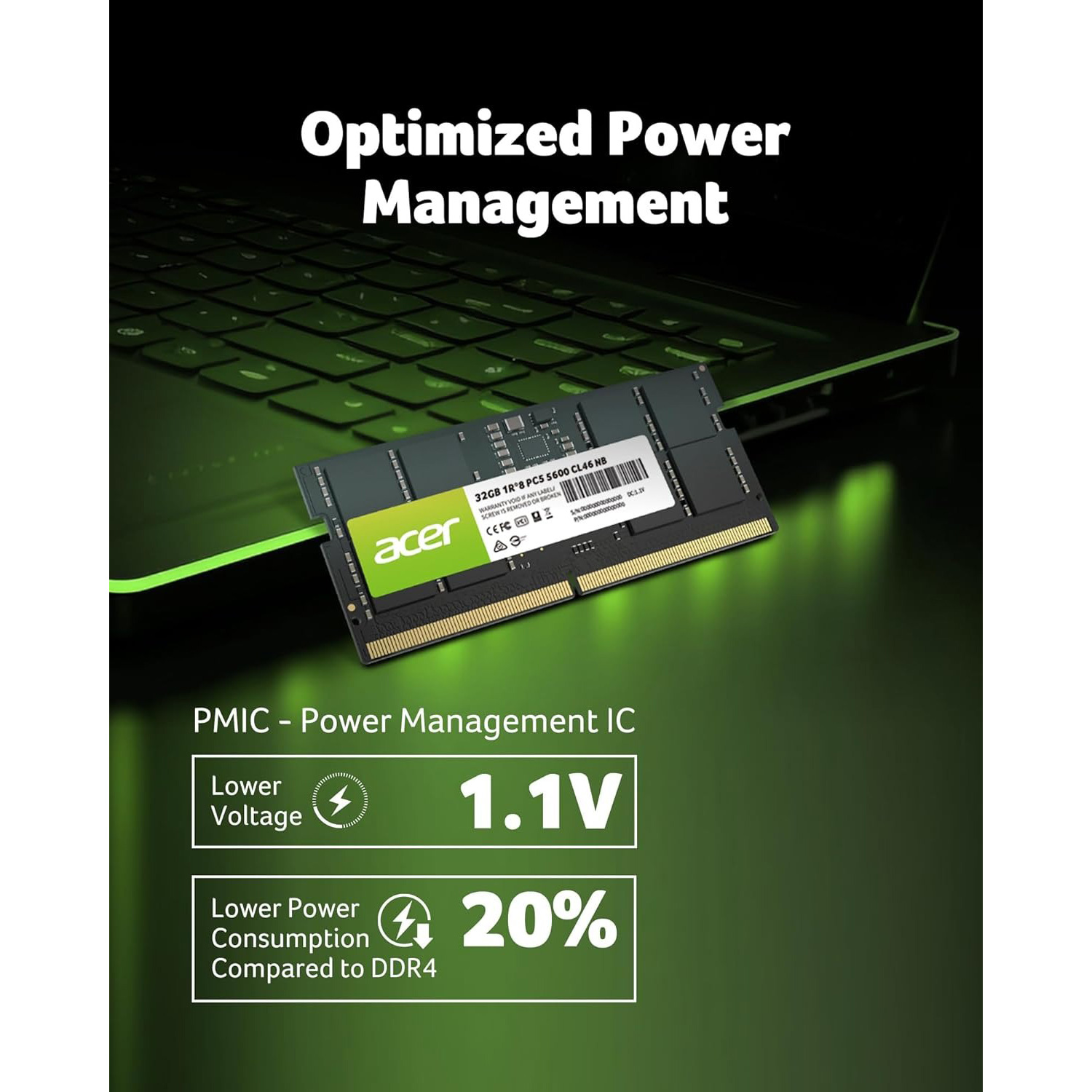 Модуль пам'яті ACER SD200 SO-DIMM DDR5 5600MHz 32GB