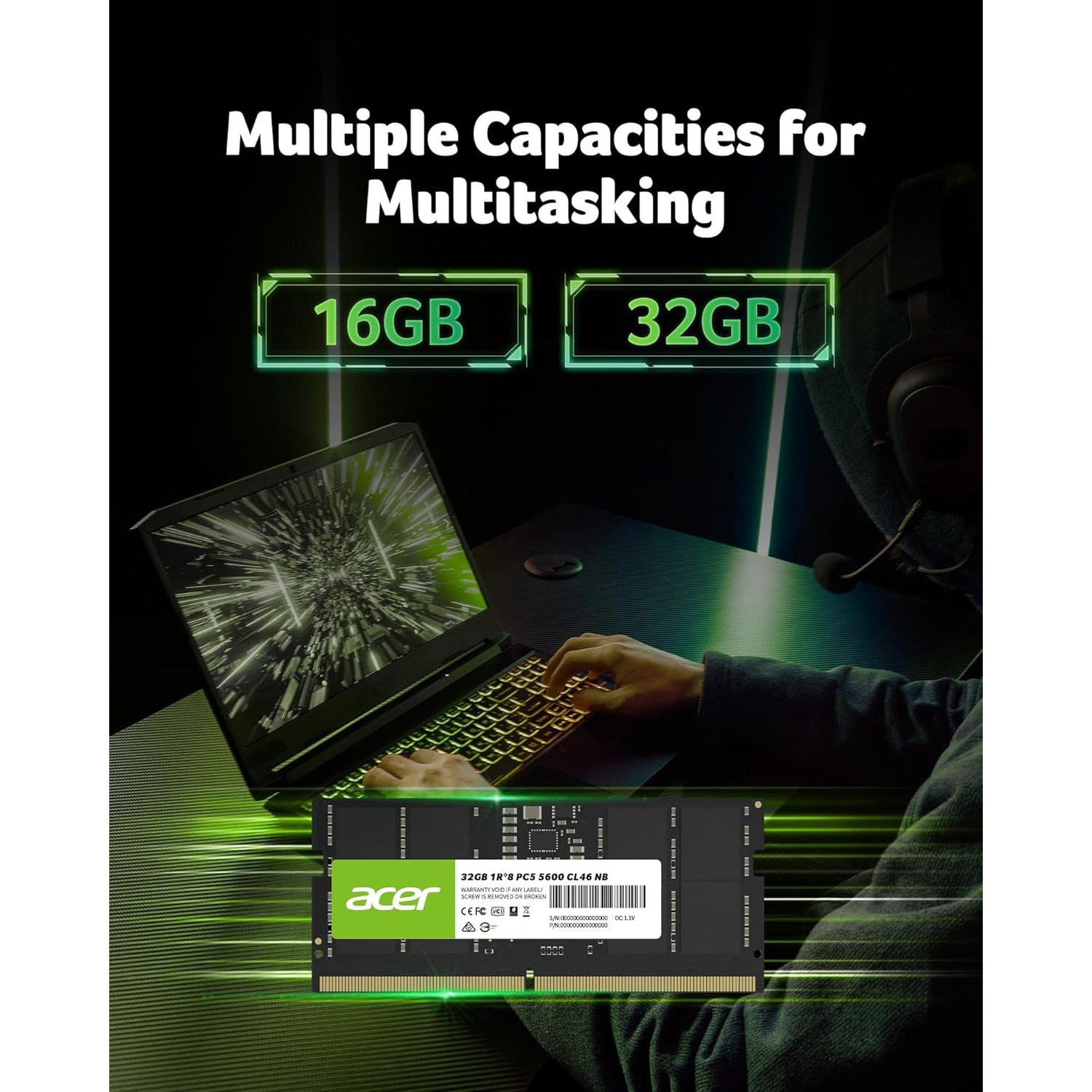 Модуль пам'яті ACER SD200 SO-DIMM DDR5 5600MHz 32GB