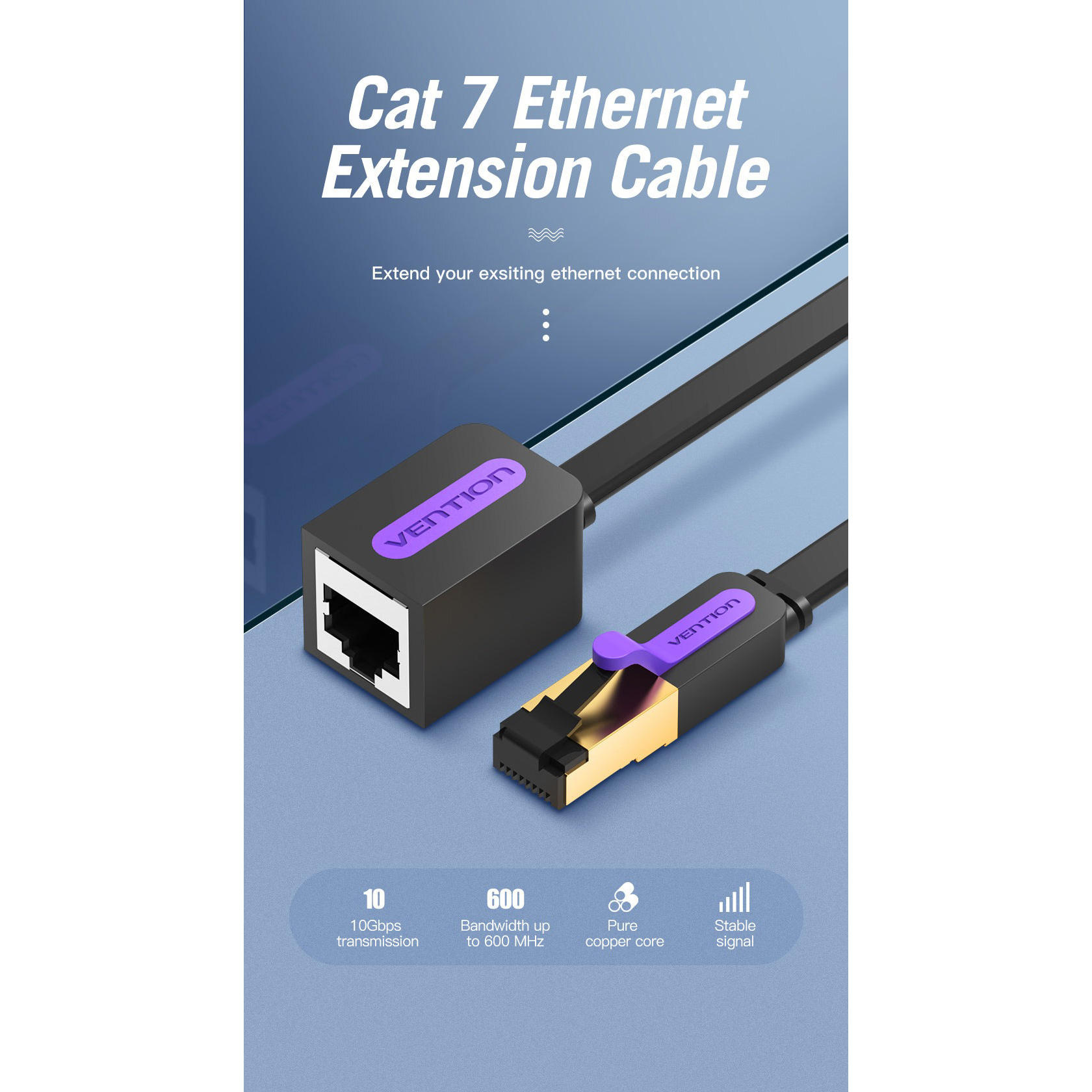 Патч-корд подовжувач VENTION F/UTP Cat.7 CU 1м Black (ICBBF)