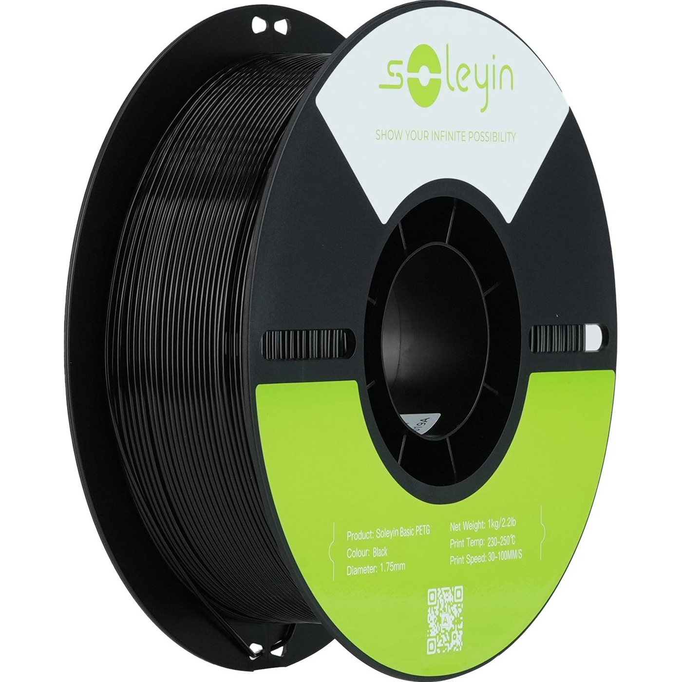 Пластик (філамент) для 3D принтера CREALITY Soleyin Basic PETG 1.75mm, 1кг, Black (3301030163)