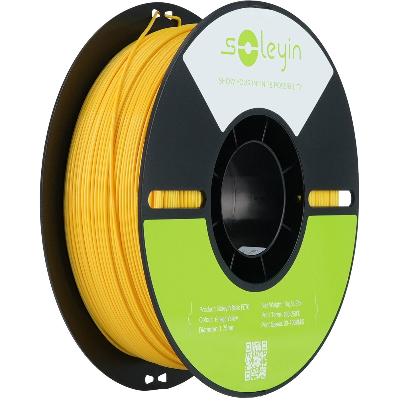 Пластик (філамент) для 3D принтера CREALITY Soleyin Basic PETG 1.75mm, 1кг, Ginkgo Yellow (3301030160)