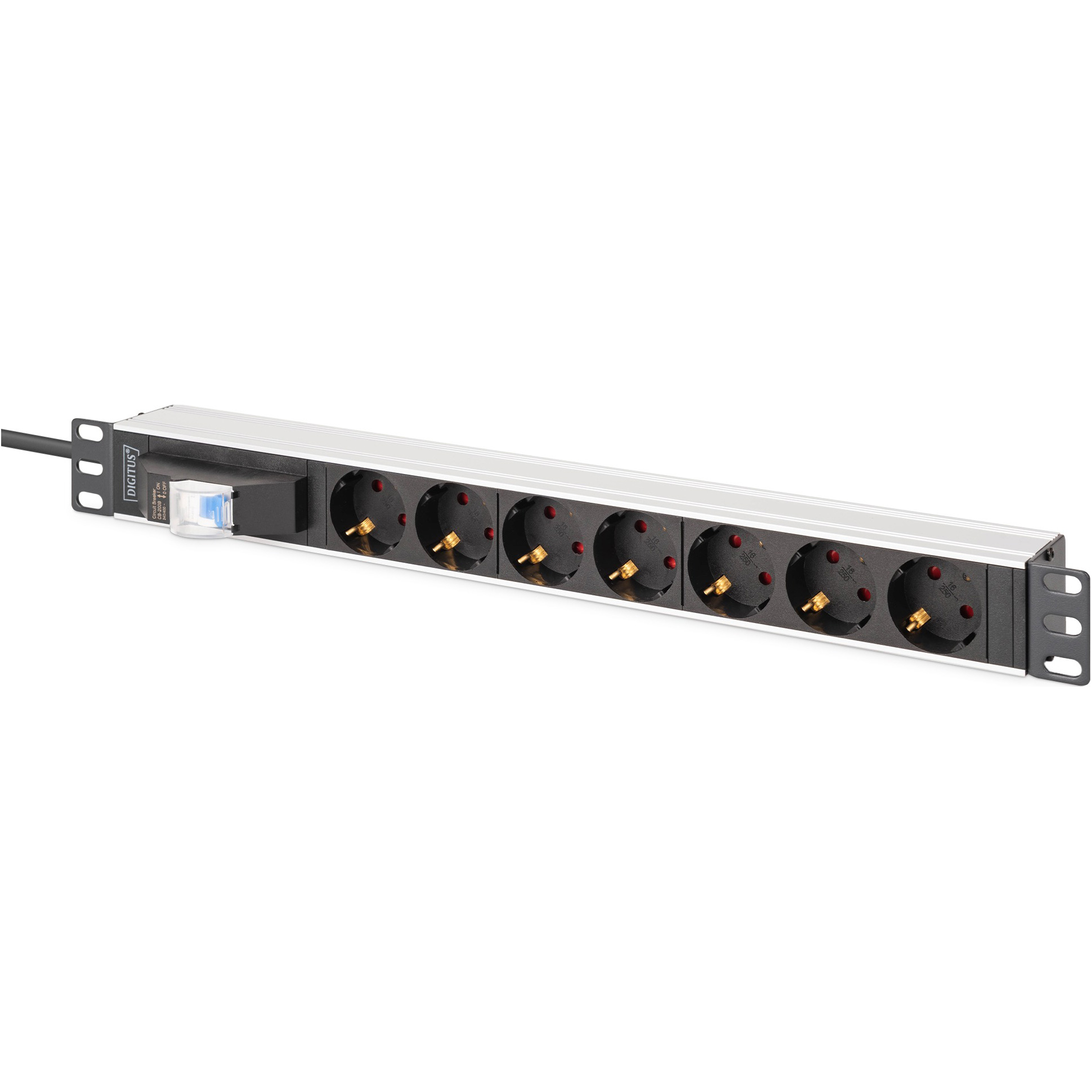 Розподільник живлення DIGITUS 19", 1U, 7xSchuko, 16А, з вимикачем, 1.8м (DN-95439)
