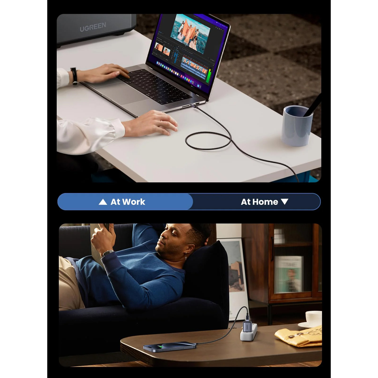 Кабель UGREEN USB-C to USB-C 240W 2м Space Gray (45068)