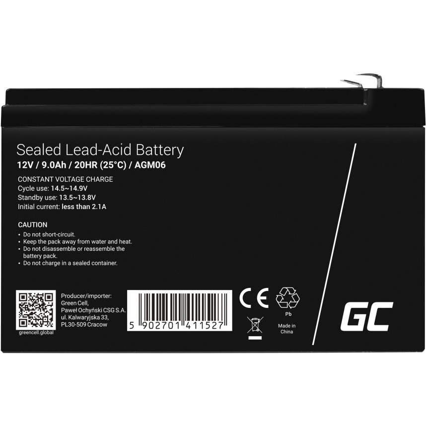 Аккумуляторная батарея GREEN CELL 12V 9.0Ah (12В, 9Ач)