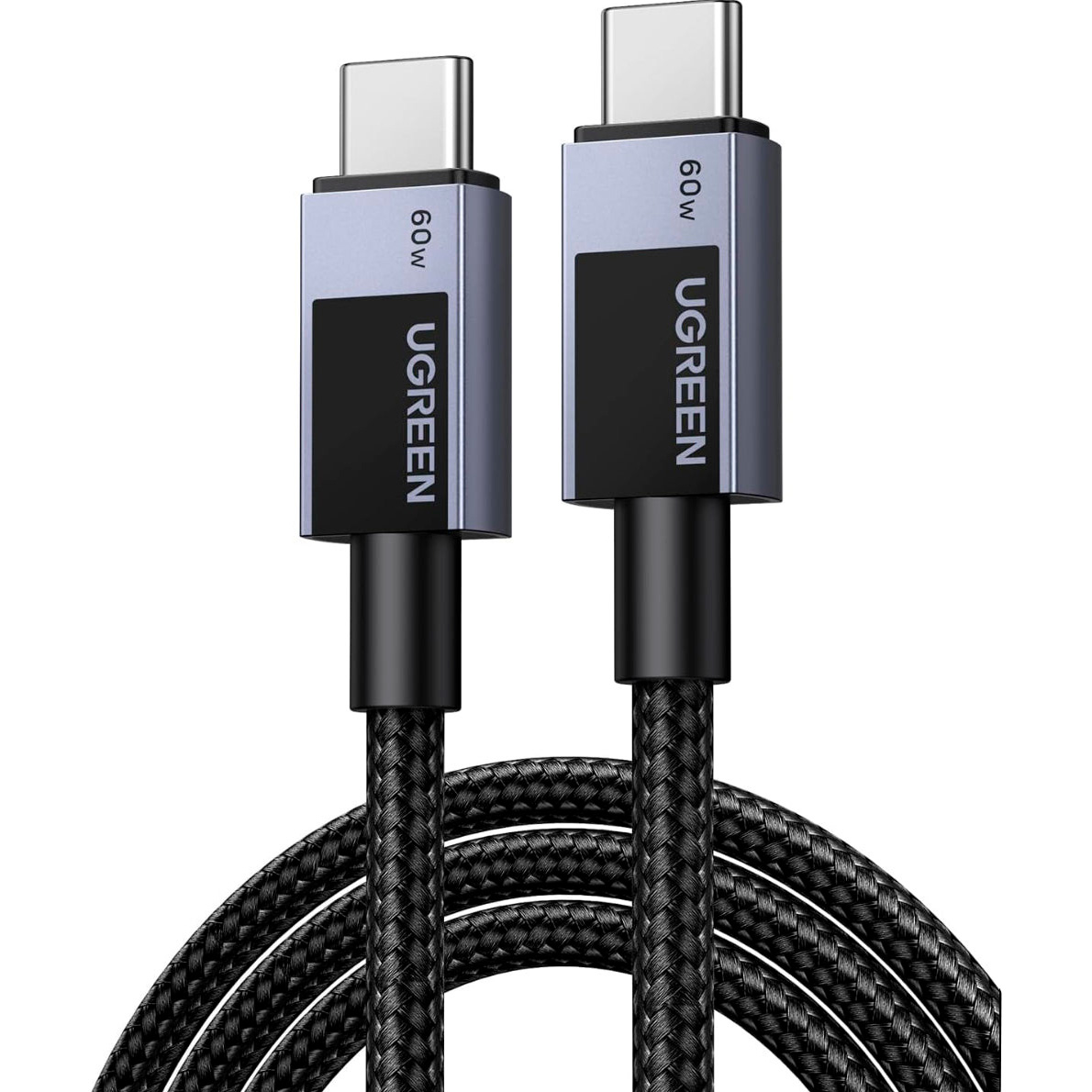 Кабель UGREEN USB-C to USB-C 60W 2м Space Gray (55775)