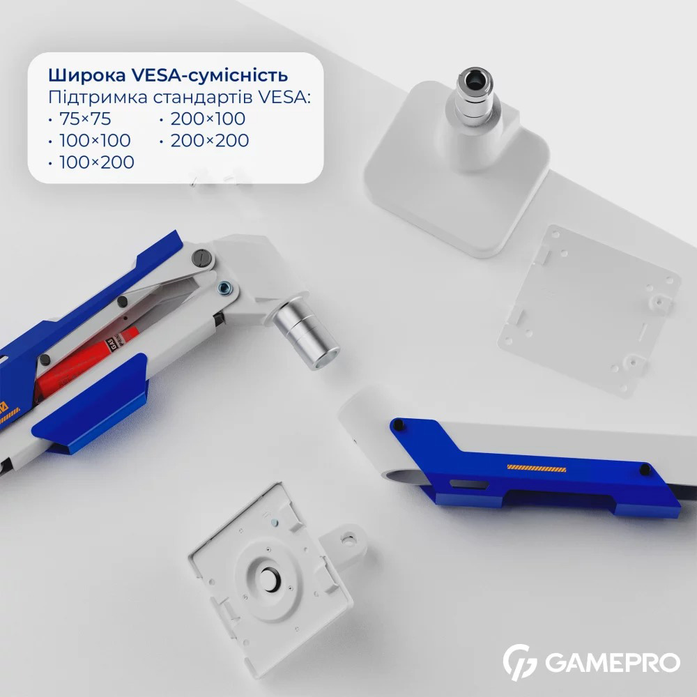 Настольное крепление для монитора GAMEPRO MAG701WBL 24"-57" White/Blue