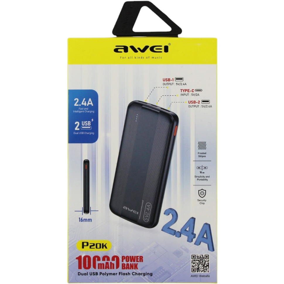 Повербанк AWEI P20K 10000mAh Black