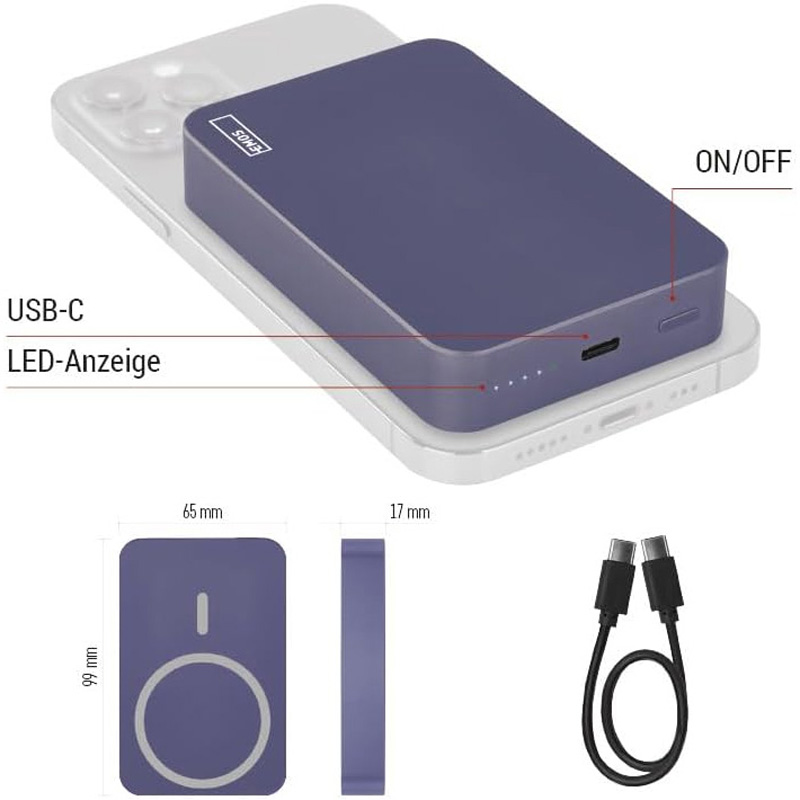 Повербанк MagSafe EMOS WI1046 20W 10000mAh Blue