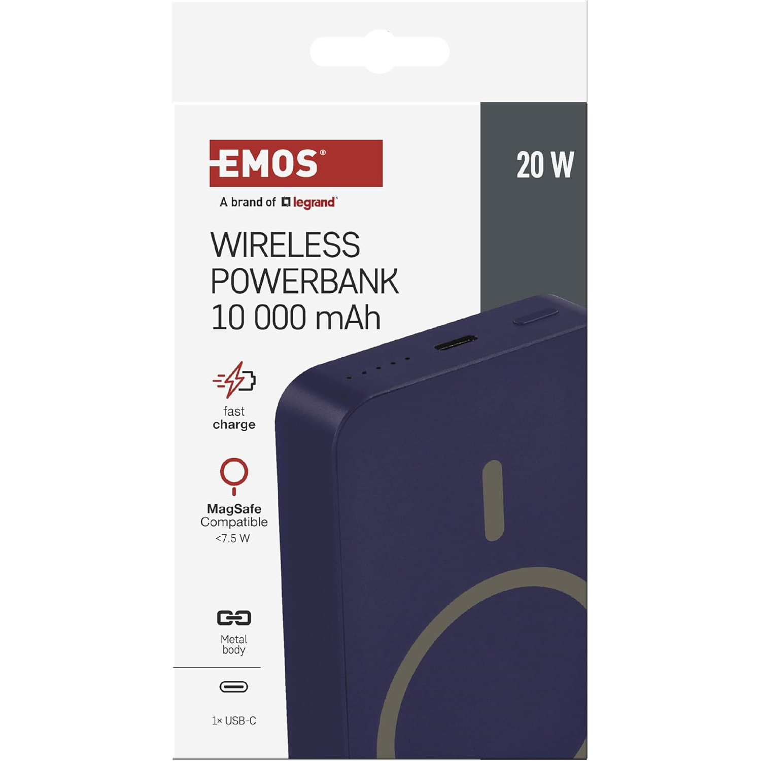 Повербанк MagSafe EMOS WI1046 20W 10000mAh Blue