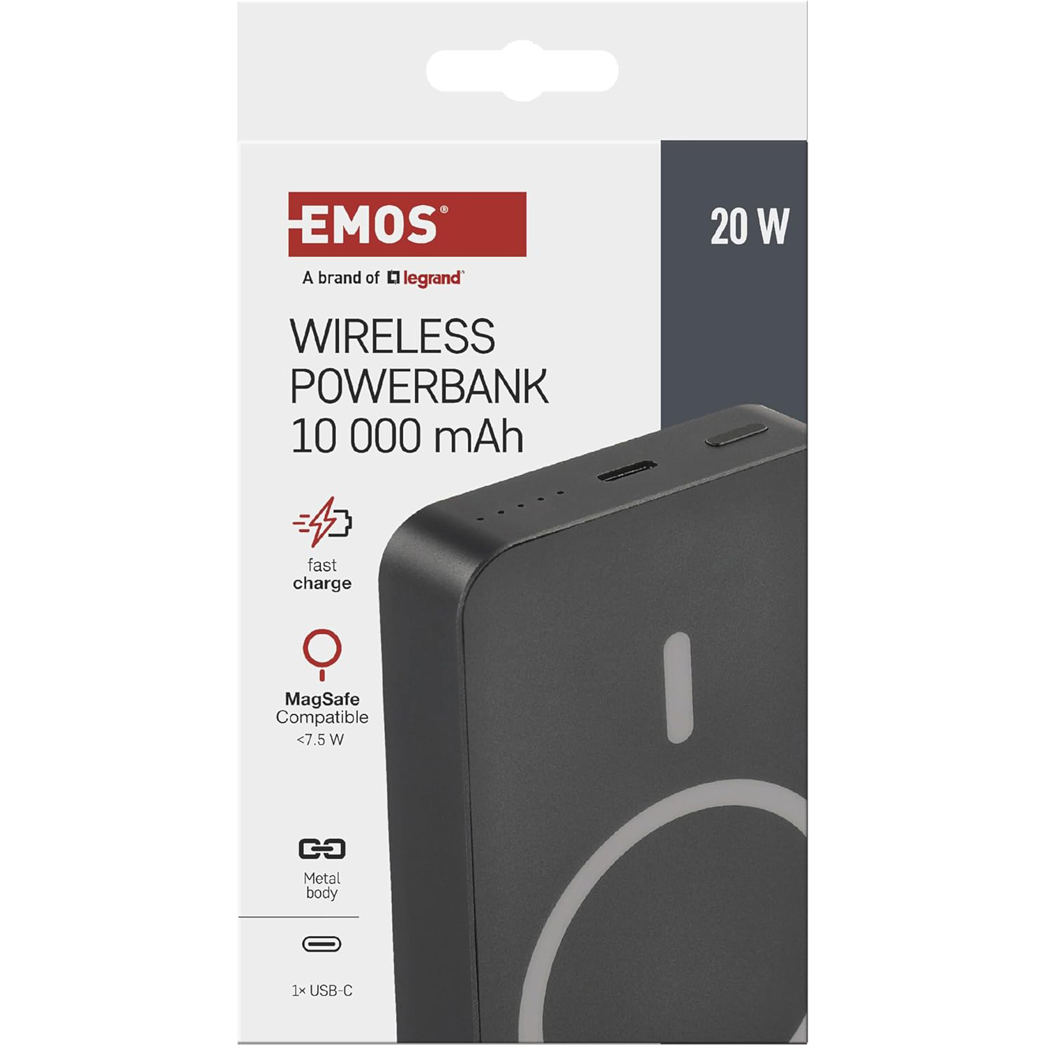 Повербанк MagSafe EMOS WI1046 20W 10000mAh Gray