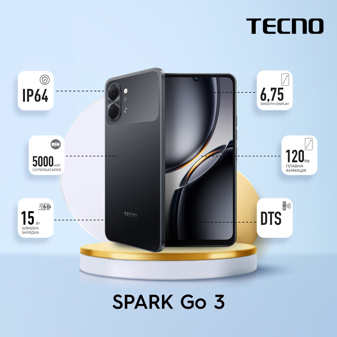 Смартфон TECNO Spark Go 3 (KN3) 4/128GB Ink Black