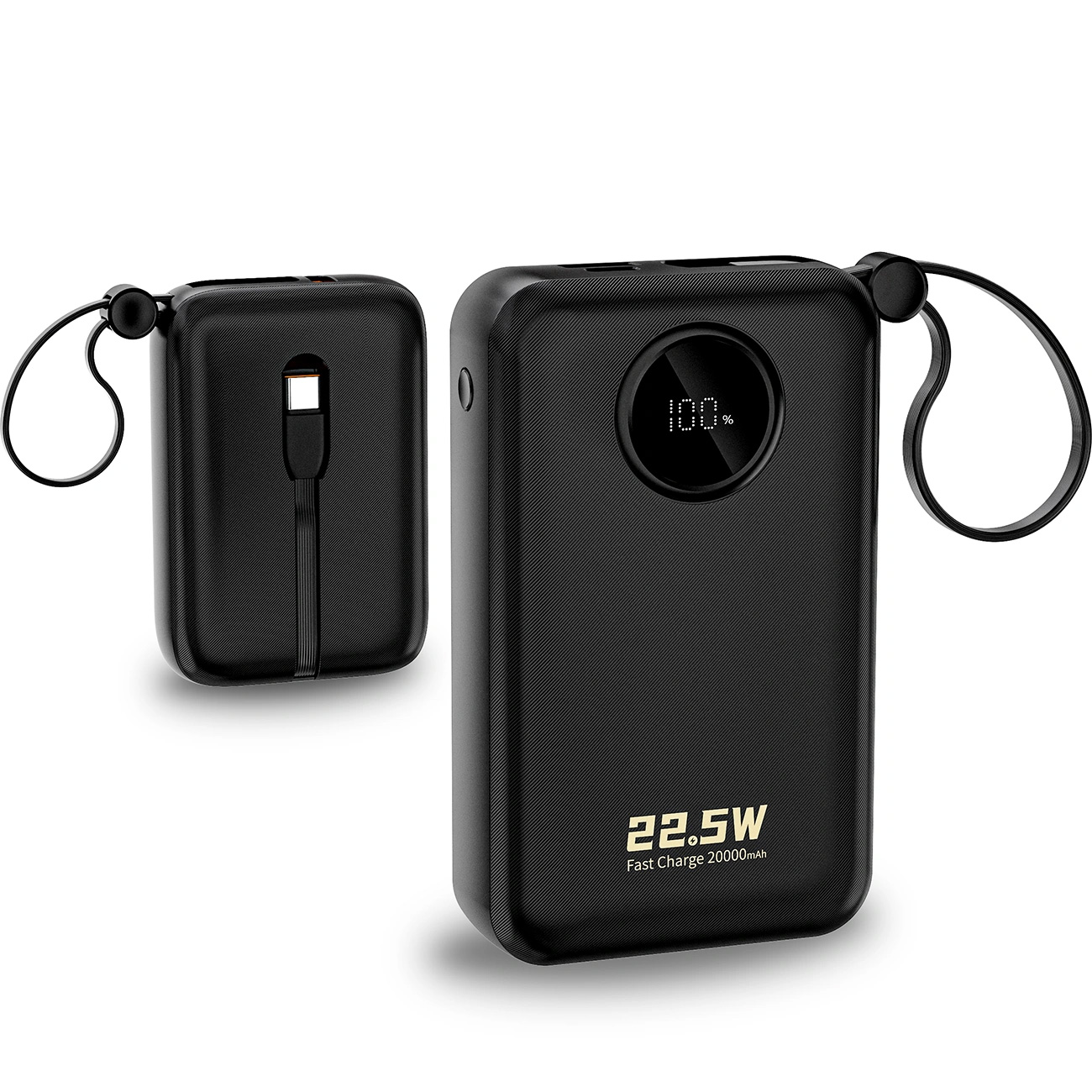 Повербанк DUDAO K14+ 1xUSB-C, 1xUSB-A w/2 cables 22.5W 20000mAh Black (6977196680016)