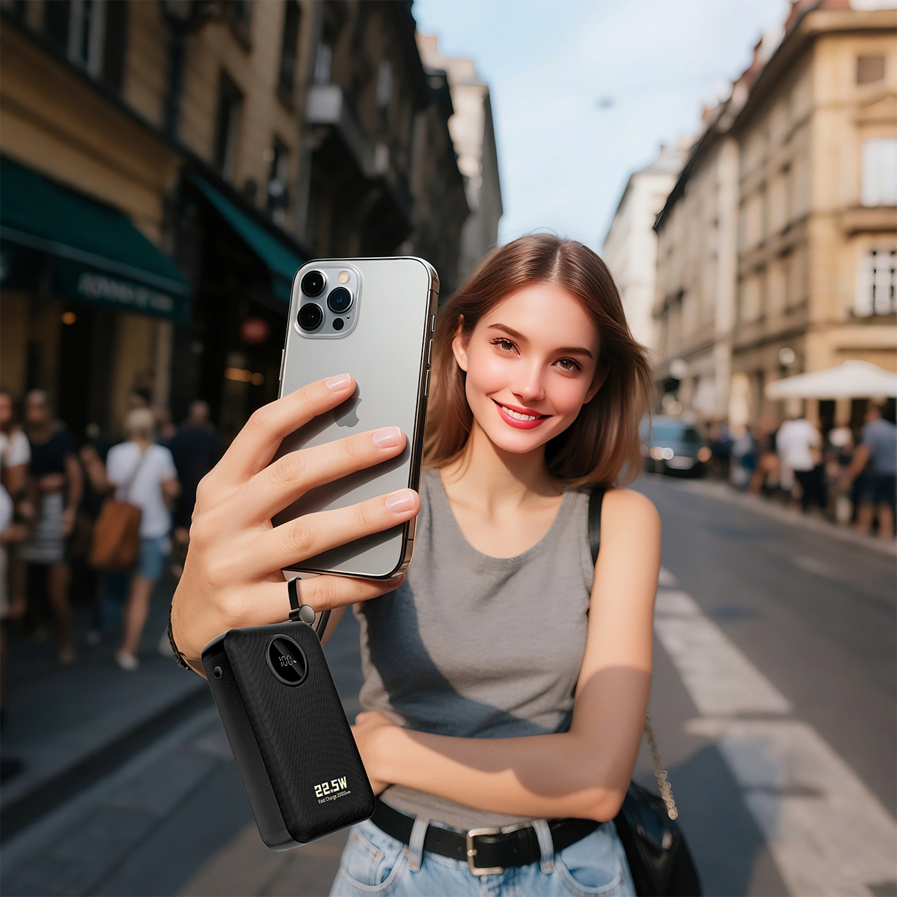 Повербанк DUDAO K14+ 1xUSB-C, 1xUSB-A w/2 cables 22.5W 20000mAh Black (6977196680016)