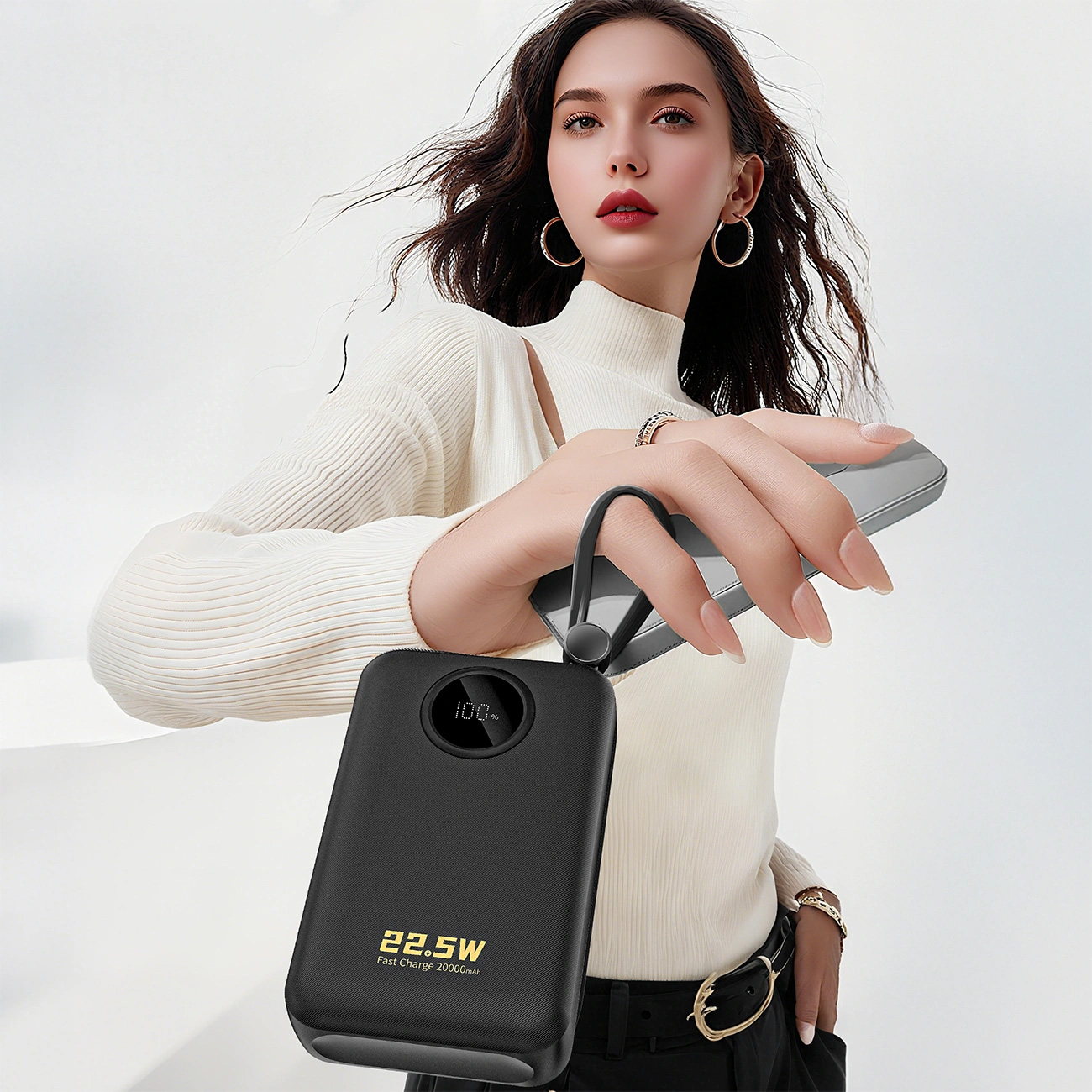 Повербанк DUDAO K14+ 1xUSB-C, 1xUSB-A w/2 cables 22.5W 20000mAh Black (6977196680016)