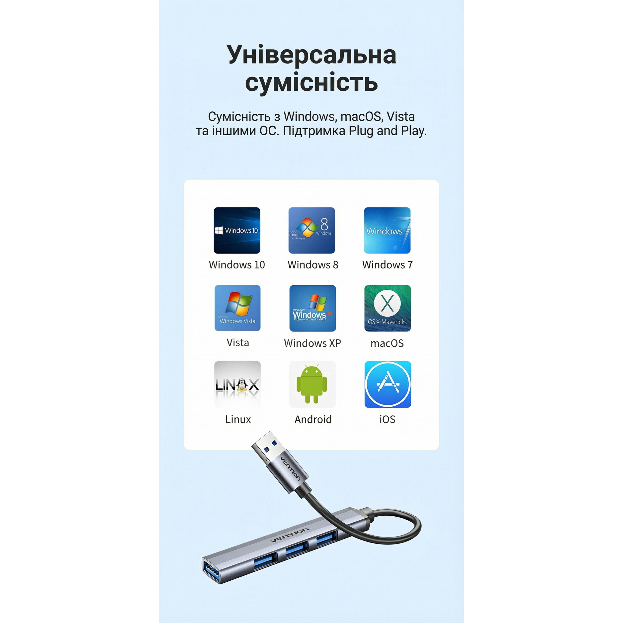 USB-хаб VENTION 4-in-1 USB-A to 4xUSB3.0 (CKPHB)