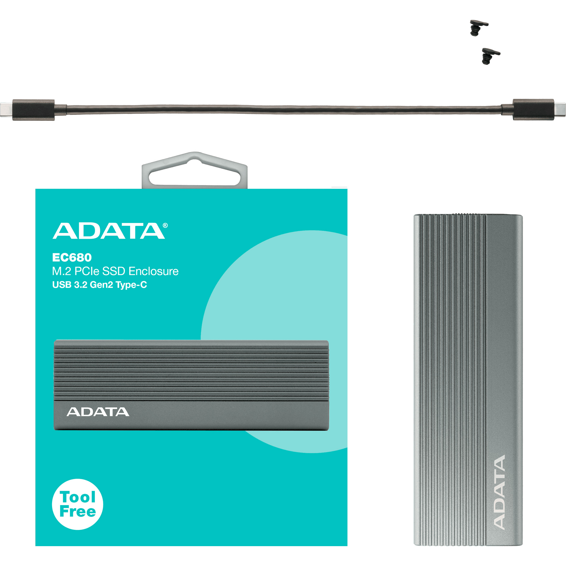 Кишеня зовнішня ADATA EC680 NVMe PCIe M.2 to USB3.2 (EC680-CCGY)