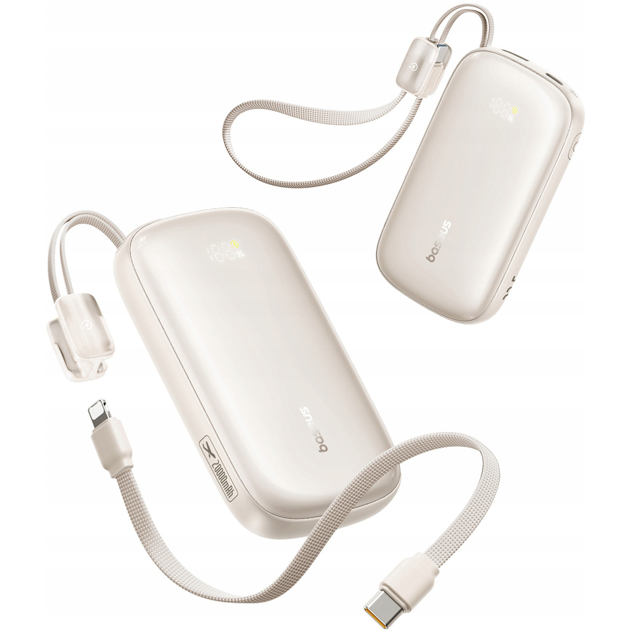 Повербанк BASEUS EnerFill FC21 Qpow 3 Ultra with Detachable Cable 22.5W 20000mAh Natural Titanium (E0027M01)