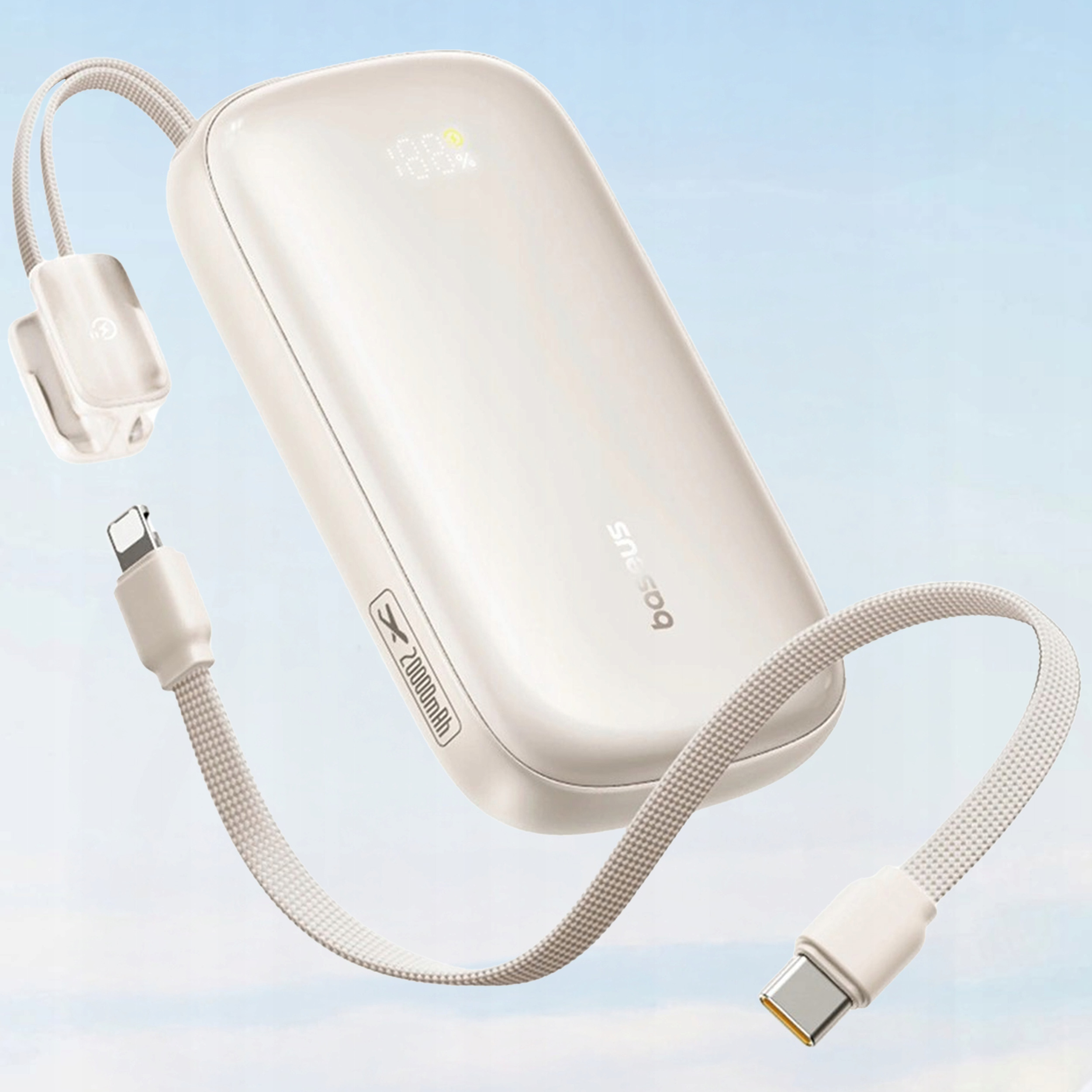 Повербанк BASEUS EnerFill FC21 Qpow 3 Ultra with Detachable Cable 22.5W 20000mAh Natural Titanium (E0027M01)