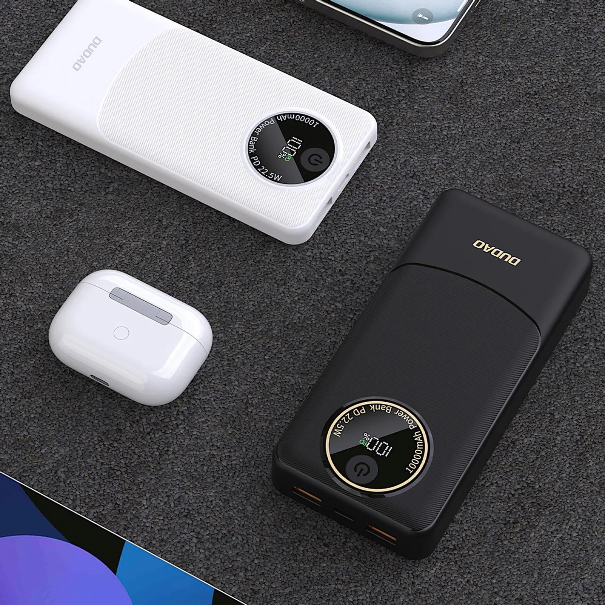 Повербанк DUDAO K12Pro 1xUSB-C, 2xUSB-A 22.5W 10000mAh Black (6976625333882)