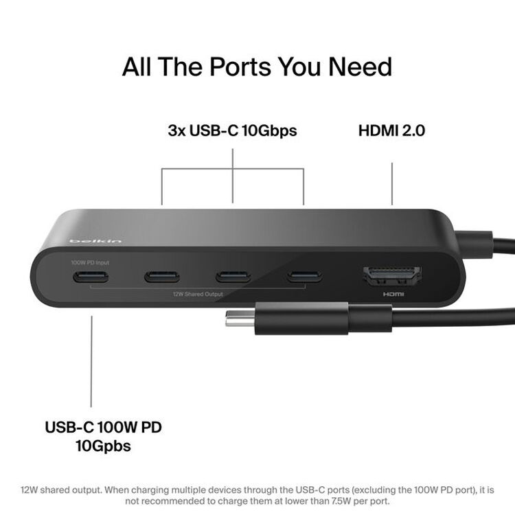 Порт-реплікатор BELKIN USB-C 5-Port Hub with 4K HDMI (AVC021HQBK)