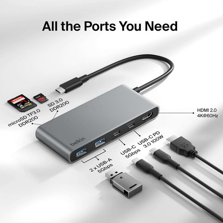Порт-реплікатор BELKIN USB-C 7-Port Hub with Dual USB-C Ports (AVC023HQSGY)